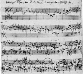 The opening of the six-part fugue from The Musical Offering, in Bach’s hand