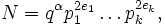 N=q^{\alpha} p_1^{2e_1} \ldots p_k^{2e_k},