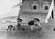 Stalin and Zhukov on the tribune of Lenin's Mausoleum.
