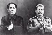 A meeting between Stalin and Mao Zedong after the CPC's 1949 victory over the KMT in the Chinese Civil War.