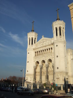 The basilica Notre-Dame de Fourvière, which overlooks the city.