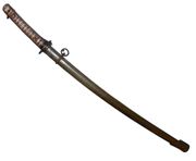 "Type 95" Non Commissioned Officer's sword of the Second World War; made to resemble a Commissioned Officer's shin guntō, they were made of standard machine steel, with an embossed and painted metal handle designed to look like a traditional tsuka.