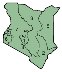 The provinces of Kenya.