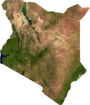 Satellite image of Kenya, generated from raster graphics data supplied by The Map Library