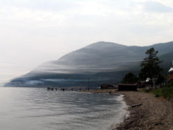 Lake Baikal in the summer, as seen from Bolshoi Koty on the southwest shore