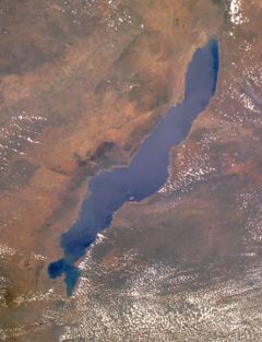 Lake Malawi - Lake Malawi seen from the Space Shuttle showing Likoma and Chizumulu islands
