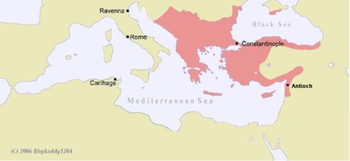Map of the Byzantine Empire under Manuel, c. 1180.