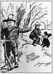 "Drawing the Line in Mississippi," by Clifford Berryman, referring to Roosevelt's sparing the bear