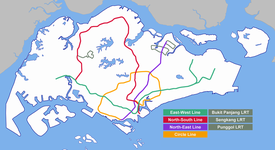 The MRT/LRT rail map, including Circle Line.