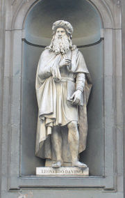 Leonardo da Vinci statue outside the Uffizi, Florence