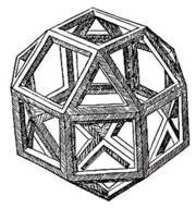 The rhombicuboctahedron, by Leonardo, as it appeared in the Luca Pacioli's Divina Proportione, 1509.