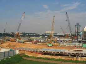 Construction is currently underway for the Bishan MRT Station, to be linked to the Circle Line.