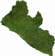 Satellite image of Liberia, generated from raster graphics data supplied by The Map Library