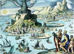 A fanciful medieval interpretation of the Pharos by Martin Heemskerck