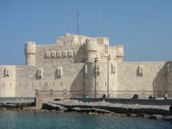 Fort Qaitbey was built on the site of the Pharos in the 15th Century, using some of its fallen masonry.