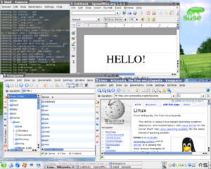 A KDE desktop on the SUSE Linux distribution.