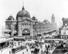 Flinders Street Station, intersection of Swanston and Flinders Streets, 1927.