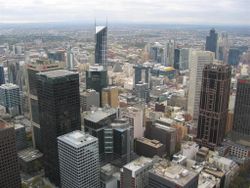 The central business district of Melbourne, viewed from the Observation Deck at Rialto Towers.