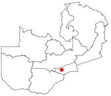 Location of Lusaka in Zambia