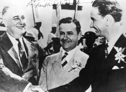 FDR, Governor Allred of Texas, & LBJ. In later campaigns, Johnson edited out the picture of Governor Allred to assist his campaign