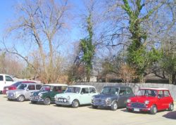 A typical meeting of the Mini Owners of Texas club in Grapevine, Texas. 