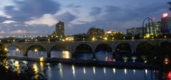 The Stone Arch Bridge straddles the Mississippi River in downtown