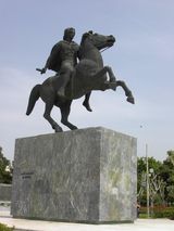 The statue of Alexander the Great in Thessaloniki sea front