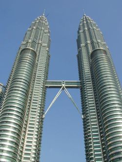 Kuala Lumpur's landmark, the Petronas Twin Towers, the tallest twin towers in the world