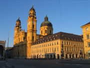 The baroque Theatinerkirche on Odeonsplatz in the historic city centre