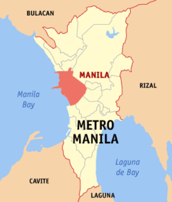 Map of Metro Manila showing the location of Manila