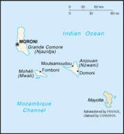 Map of the Comoros with Mayotte