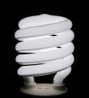 The environmental consideration of mercury use in a particular product can sometimes be complicated. For instance compact fluorescent light bulbs, which use a very small amount of mercury (in 2004 two-thirds of CFL lamps sold contained 5 mg Hg or less per bulb, while 96 percent contained 10 mg or less), due to their far higher efficiency over incandescent bulbs actually emit less mercury to the environment when they are powered using energy from a coal power plant.
