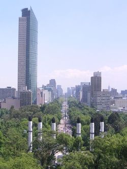 Looking along Reforma from Chapultepec Castle.