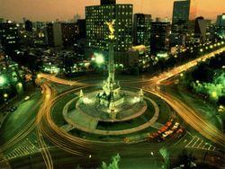 El Angel de la Independencia monument in the heart of Mexico City at night