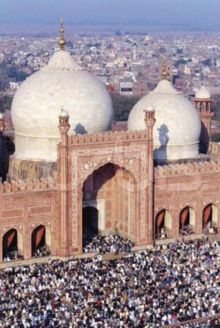 Eid prayers on the holiday of Eid al-Fitr at the Badshahi Mosque, Pakistan. The days of Eid are important occasions on the Islamic calender.