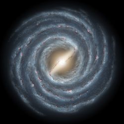 NASA artist's conception of the Milky Way Galaxy, viewed along its axis.