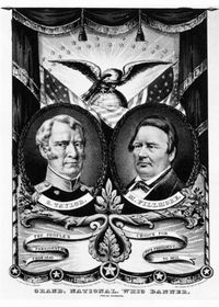 Whig Party banner from 1848 with candidates Zachary Taylor and Millard Fillmore.