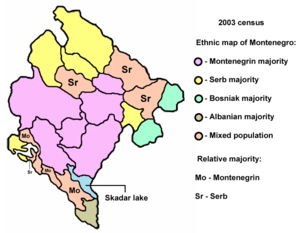 Ethnic map of Montenegro according to the 2003 census.