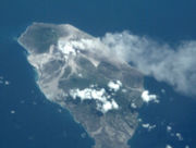 Volcano eruption from space