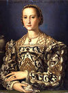 Eleonora di Toledo, Grand Duchess of Tuscany, purchased the palazzo from the Pitti family in 1549 for the Medici family. Portrait by Agnolo Bronzino.