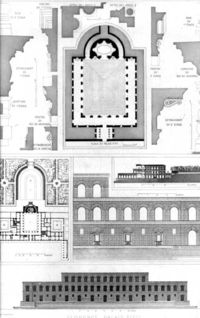 19th-century architectural drawing and plan of the Palazzo Pitti.