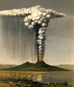 Depiction of the eruption of Vesuvius in 1822.