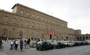 The Palazzo Pitti, an exhibition centre and tourist attraction. Photographed in 2005 from the Piazzale.