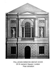 Late 18th century Palladian window in a neoclassical interpretation by Robert Adam