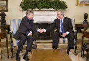 Secretary General Jaap de Hoop Scheffer meeting George W. Bush on March 20, 2006 