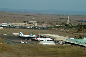 An aerial of the cargo terminal at Jomo Kenyatta International Airport, the largest and busiest airport in East Africa.