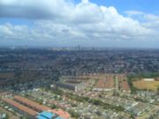 A typical Nairobi residental suburb, with the Central Business District in the distance.