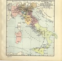 Gradual unification of independent principalities into an Italian nation state in 1815-1870