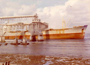 A ship being loaded with phosphate in Nauru.