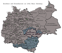 A 1941 map of Nazi Germany and its administrative regions.
